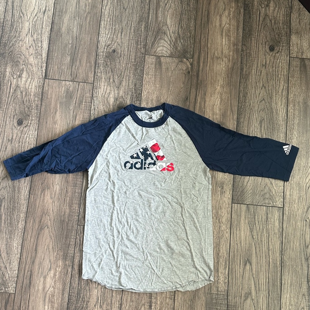 Medium Adidas red, white, and shirt